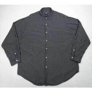 Vintage Polo Jeans Co Ralph Lauren Mens Shirt Size XL Blue Plaid Button Up Flag